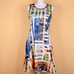 Just Love Size L Colorblock Floral Print Sleeveless Fit-n-Flare Athleisure Dress